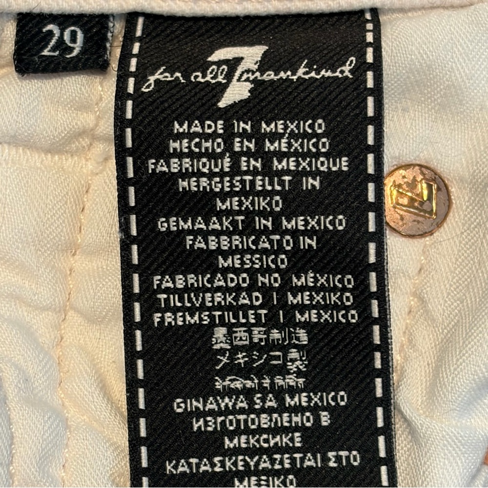 7 For All Mankind White High Waist Cropped Straight Jeans - Picture 9 of 16